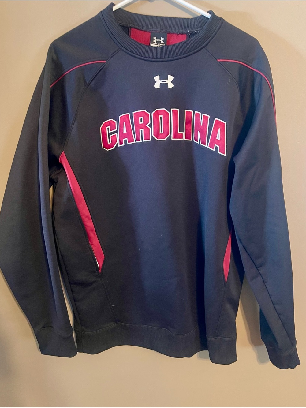 Under Armour SouthCarolina Pullover Crewneck Sweatshirt - Black with Red Accents